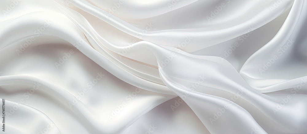 Fototapeta premium White silk texture with a luxurious satin finish, creating an abstract background with a soft focus on the fabric's elegant folds
