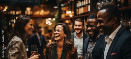 Diverse Professionals Socializing With Wine Glasses Generative AI