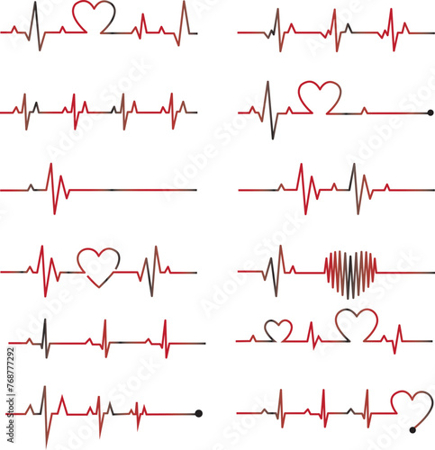 heart beat cardiogram Cardiogram on white background ,Cardiogram of love