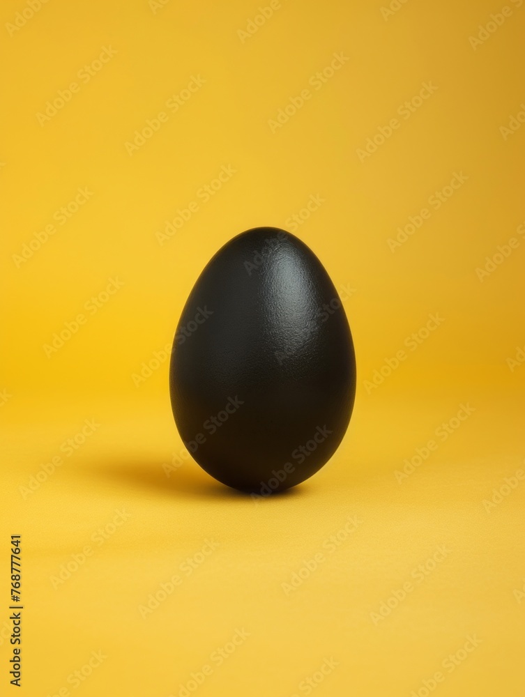 black egg on a yellow background.