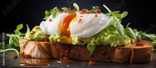 A piece of bread with a poa...