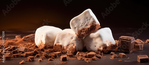 Three fluffy marshmallows a...
