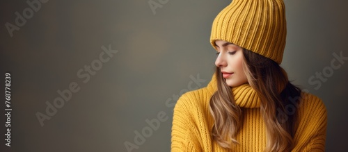Woman wearing stylish warm ...