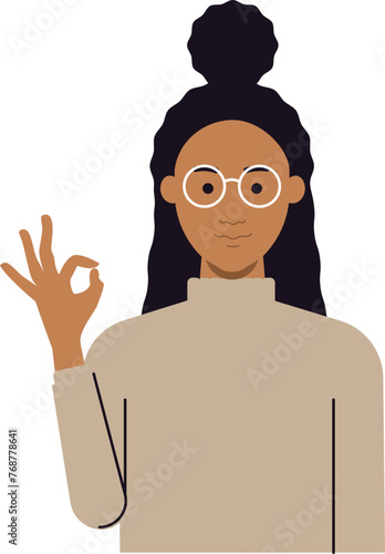 women okay good hand sign