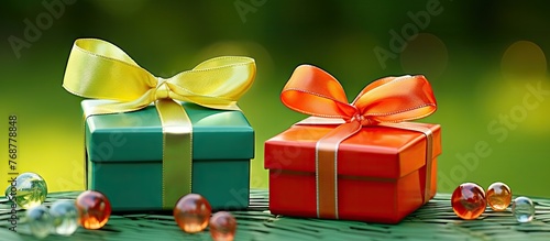 Two small gift boxes adorne...