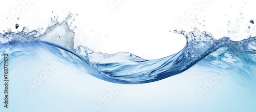 A close-up view of a water wave with air bubbles, isolated on a plain white background