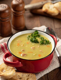 Split pea soup with ham and carrots