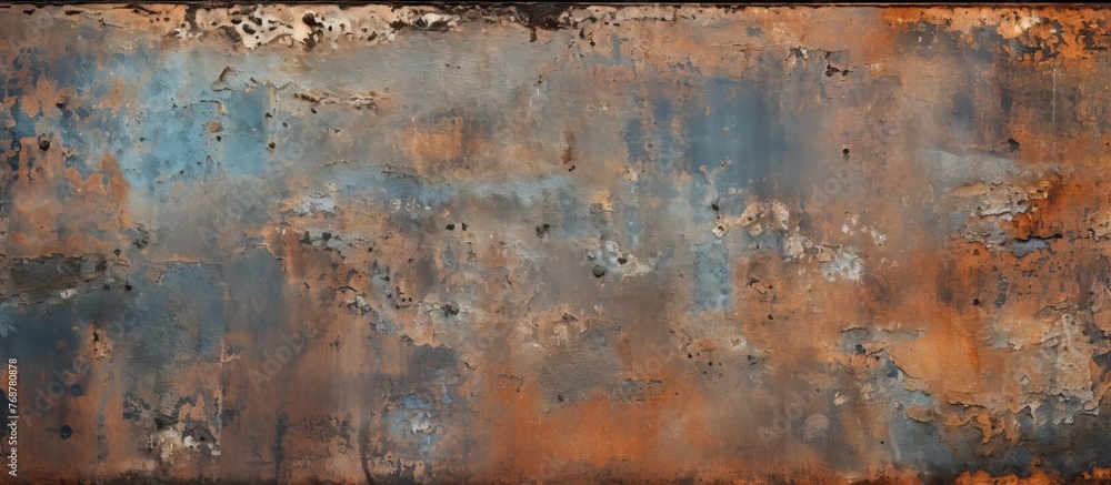 Detailed view showing a rusty metal surface with peeling paint and a defined black border, showcasing a weathered and aged appearance Detailed view showing a rusty metal surface with peeling paint and a defined black border, showcasing a weathered and aged appearance
