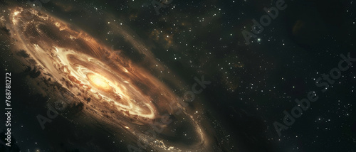 A breathtaking spiral galaxy sprawls across the cosmos, dust and stars painting the dark.