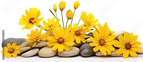 Yellow coreopsis flowers, a...