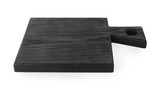 Black wooden cutting board isolated on white