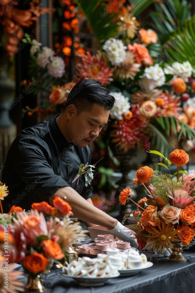 Professional Photography of an Event Planner Orchestrating a Stunning Event Setup, Generative AI