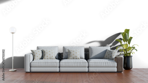 a couch sitting in a living room next to a window