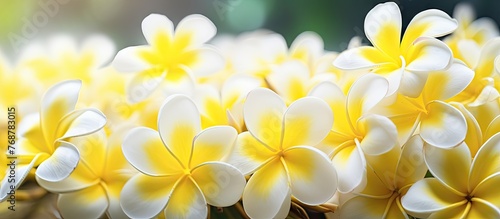 Abundant cluster of assorted white and yellow flowers bunched together creating a vibrant display