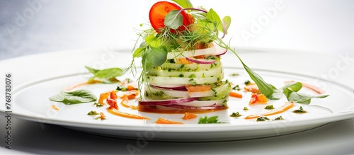 A plate featuring a colorfu...