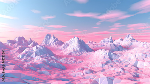 Digital pink and blue wavy mountains abstract graphic poster web page PPT background © yonshan