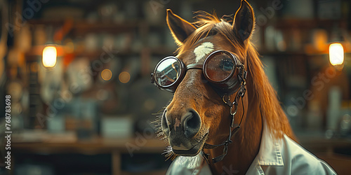 Steampunk Visionary Horse Ready for Adventure Banner