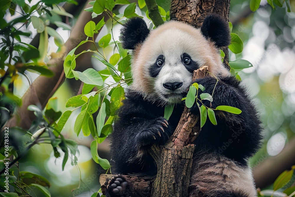 Fototapeta premium Panda Bear Sitting in Tree