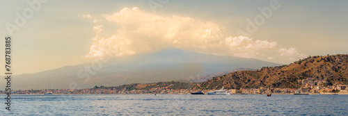 Taormina in Italy. Web banner with copy space