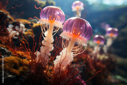 Vibrant Ocean Dance: The Graceful Jellyfish Symphony Banner photo