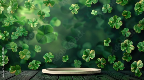 A green background with multiple green and golden 4-leaf clovers.