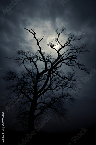 Haunting Serenity: A Ghoulish Portrait of the Midnight Sky under the Waxing Gibbous Moon © Laura