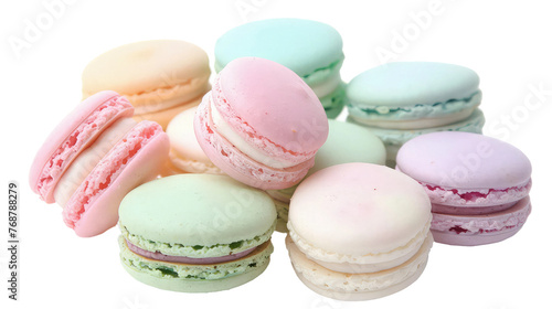 Pastel-colored Macarons with White Background PNG