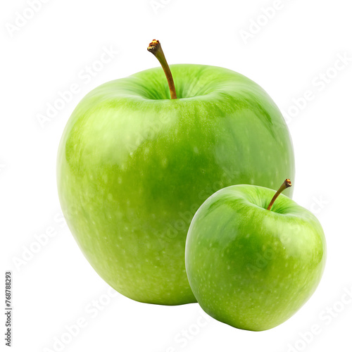 Green apples close-up, isolated on a transparent background. photo