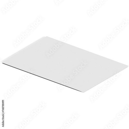 Creative concept isometric view of blank white poster paper isolated on plain background , suitable for your assets element.