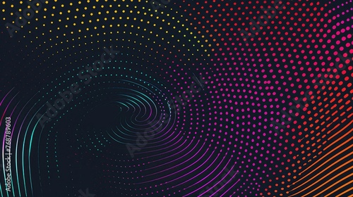 Neon Abstract circle shape pattern halftone background.