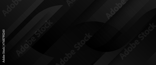 Black abstract banner with shapes. For business banner, formal backdrop, prestigious voucher, luxe invite, wallpaper and background