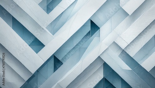 Chic Minimalism: Intricate 3D Wall Design in Light Blue and White