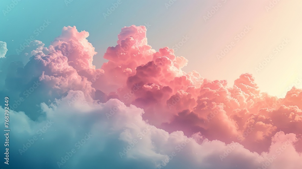 pastel gradient background with a dreamy aesthetic, incorporating subtle cloud textures and hues of soft pink and sky blue.