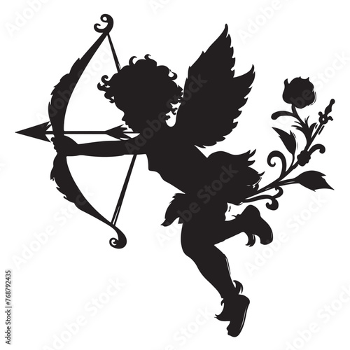 Cupid  Love  Valentine s  Cupid Silhouette  Cupid Vector  Black Silhouette Image