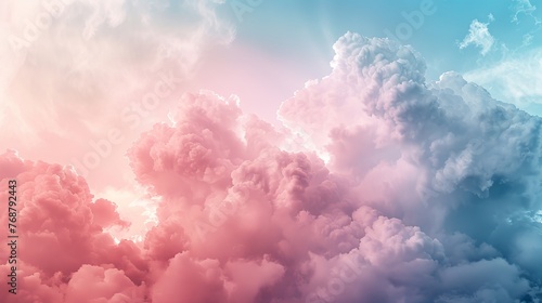 pastel gradient background with a dreamy aesthetic, incorporating subtle cloud textures and hues of soft pink and sky blue.