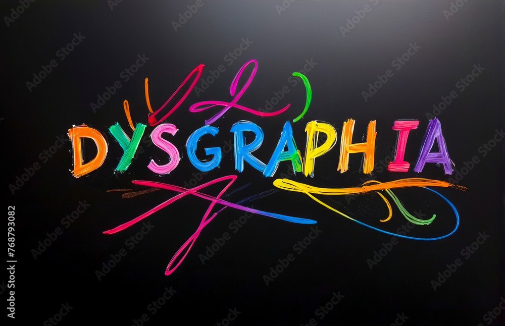 Text Dysgraphia over black background Text Dysgraphia over black background