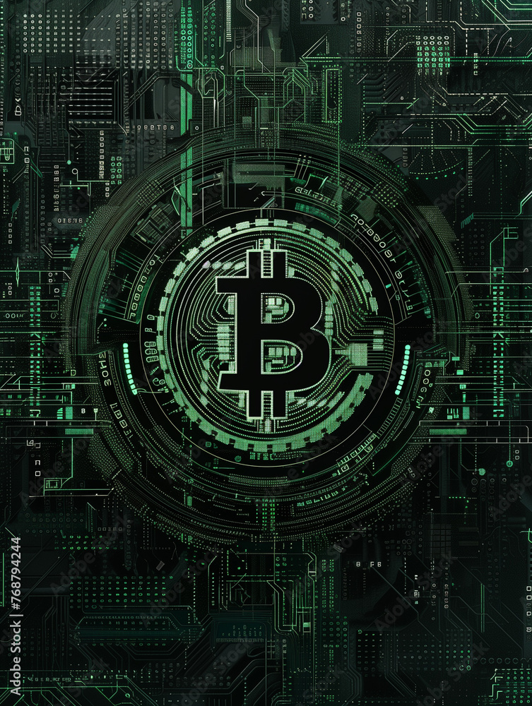 bitcoin green circuit board