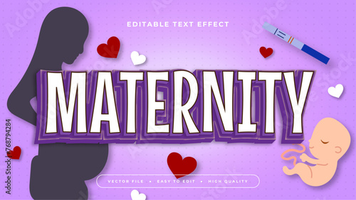 Purple violet white and beige maternity 3d editable text effect - font style
