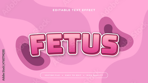 Pink white and purple violet fetus 3d editable text effect - font style