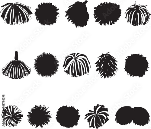 different types of hair brush and combs on white background