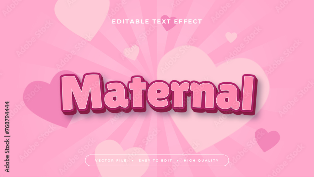 Pink maternal 3d editable text effect - font style