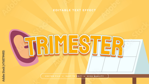 Yellow brown and white trimester 3d editable text effect - font style