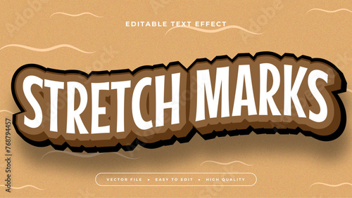 Brown and white stretchmark 3d editable text effect - font style