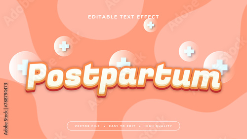 Peach and white postpartum 3d editable text effect - font style