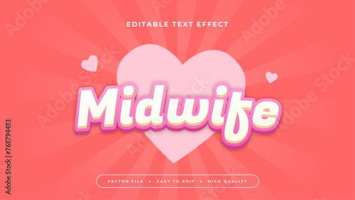 Red white and pink midwife 3d editable text effect - font style