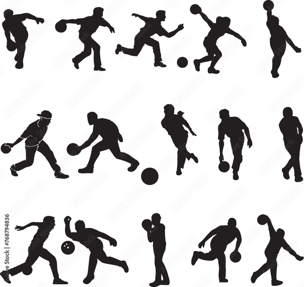 Vector illustration of a group of soccer players silhouetted against a white background