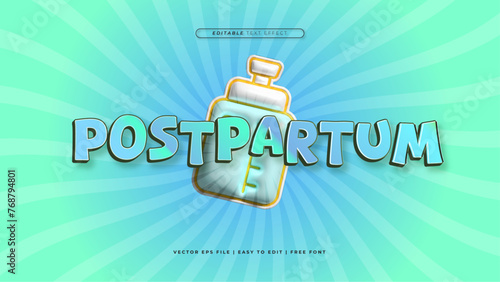 Blue green and white postpartum 3d editable text effect - font style
