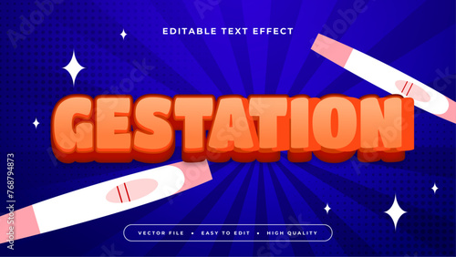 Orange white and blue gestation 3d editable text effect - font style