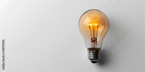 a single lit light bulb set against a clean white background symbolizing the spark of and bright ideas