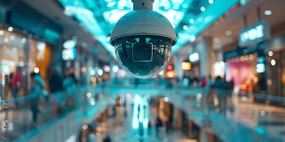 Security cameras in a shopping mall help prevent crime and ensure